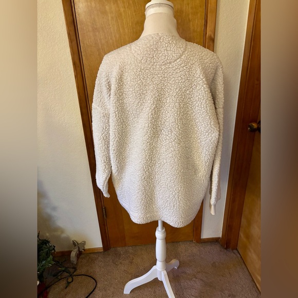 Aerie White Sherpa Quarter Zipup Teddy Jacket - Picture 4 of 6